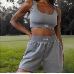 Lounge Apparel Organic Cotton Fleece Lined Cropped Tank Top Sports Bra Size XS